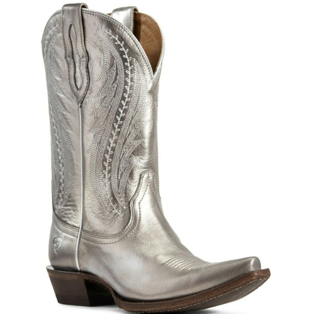 new in box Ariat Tailgate silver metallic boots